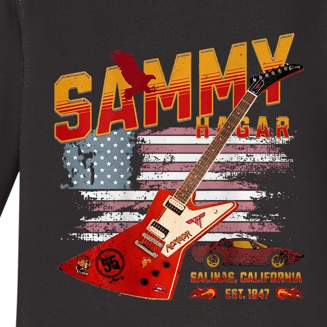 Sammy Red Guitar Rock Front Back Both Worlds Vh Concert Baby Long Sleeve Bodysuit