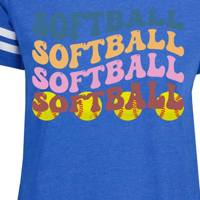 Softball Retro Groovy Sport Lover Enza Ladies Jersey Football T-Shirt