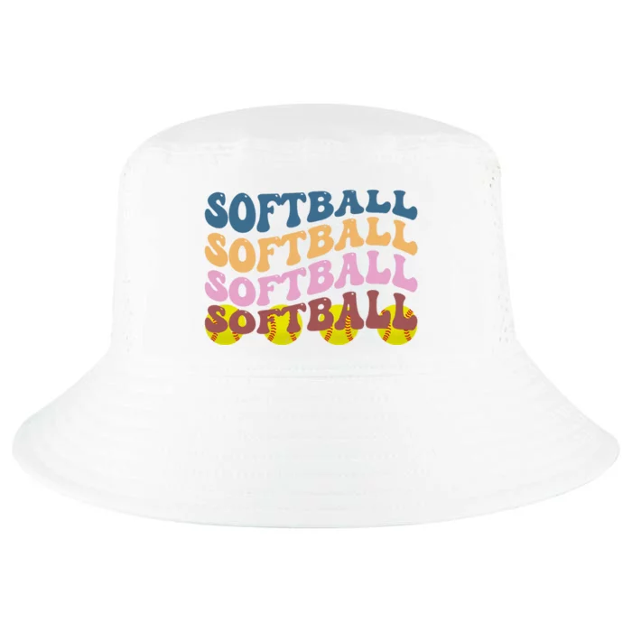 Softball Retro Groovy Sport Lover Cool Comfort Performance Bucket Hat