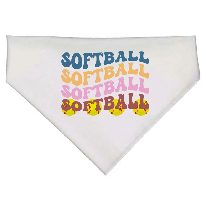 Softball Retro Groovy Sport Lover USA-Made Doggie Bandana