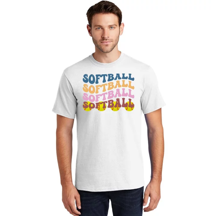 Softball Retro Groovy Sport Lover Tall T-Shirt