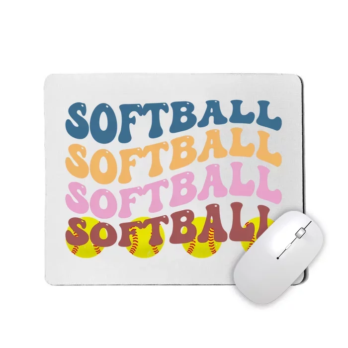 Softball Retro Groovy Sport Lover Mousepad