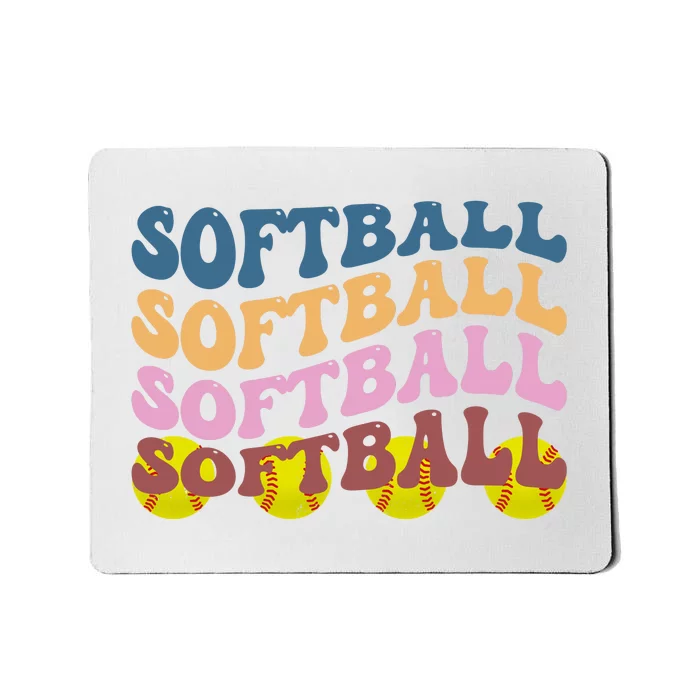 Softball Retro Groovy Sport Lover Mousepad