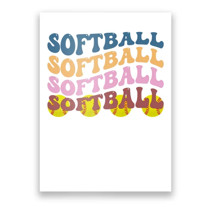 Softball Retro Groovy Sport Lover Poster