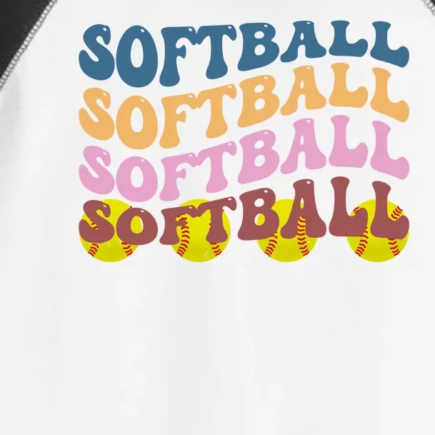 Softball Retro Groovy Sport Lover Toddler Fine Jersey T-Shirt