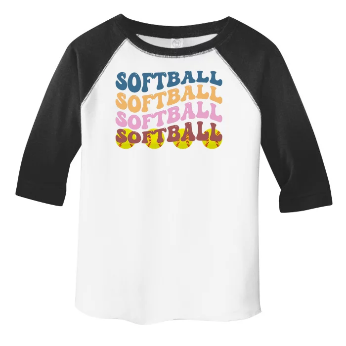 Softball Retro Groovy Sport Lover Toddler Fine Jersey T-Shirt