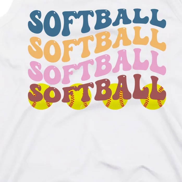 Softball Retro Groovy Sport Lover Tank Top