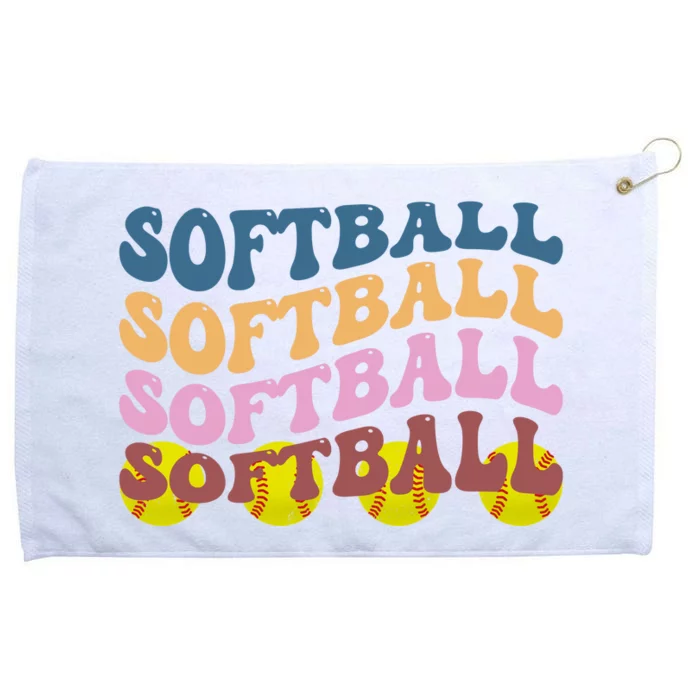 Softball Retro Groovy Sport Lover Grommeted Golf Towel