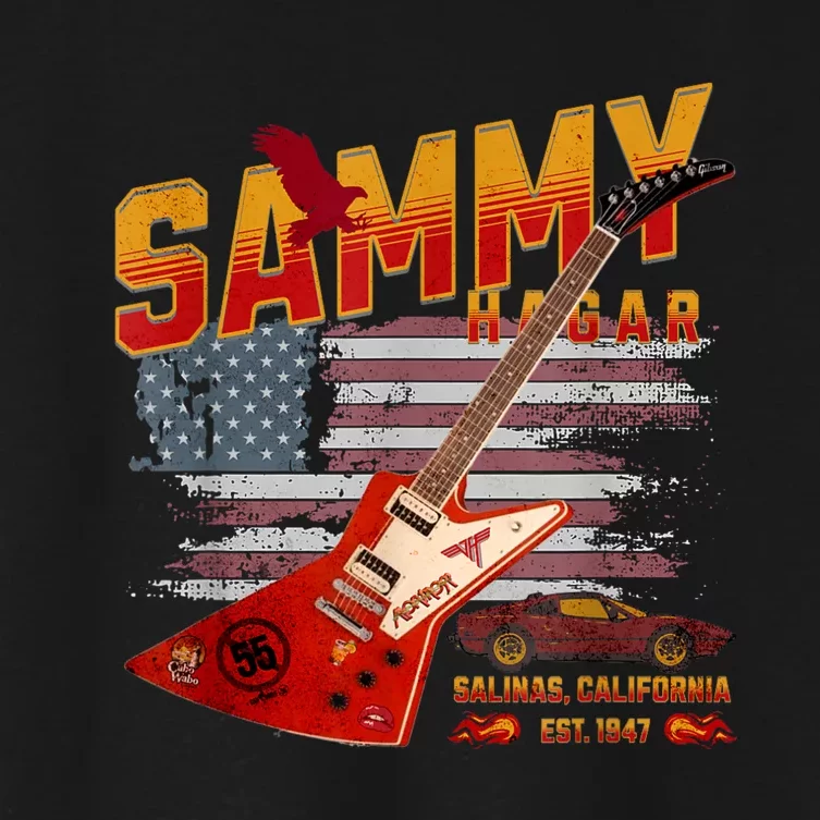 Sammy Red Guitar Rock Both Worlds Vh Concert Women's Crop Top Tee