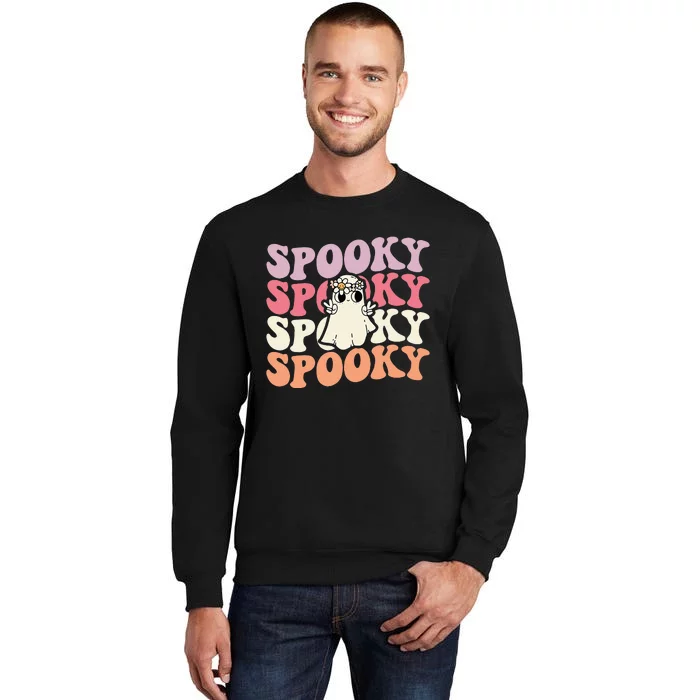 Spooky Retro Groovy Floral Ghost Halloween Costume Sweatshirt