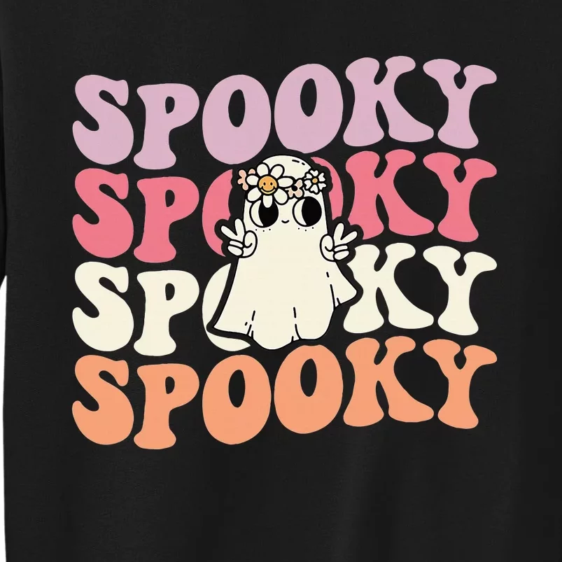 Spooky Retro Groovy Floral Ghost Halloween Costume Sweatshirt