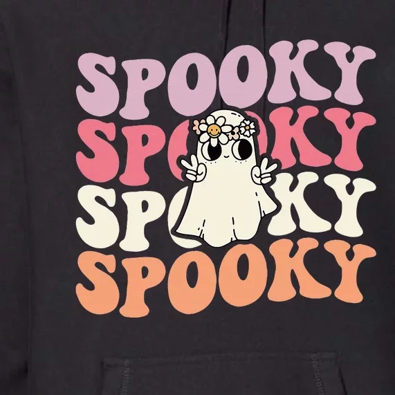 Spooky Retro Groovy Floral Ghost Halloween Costume Premium Hoodie