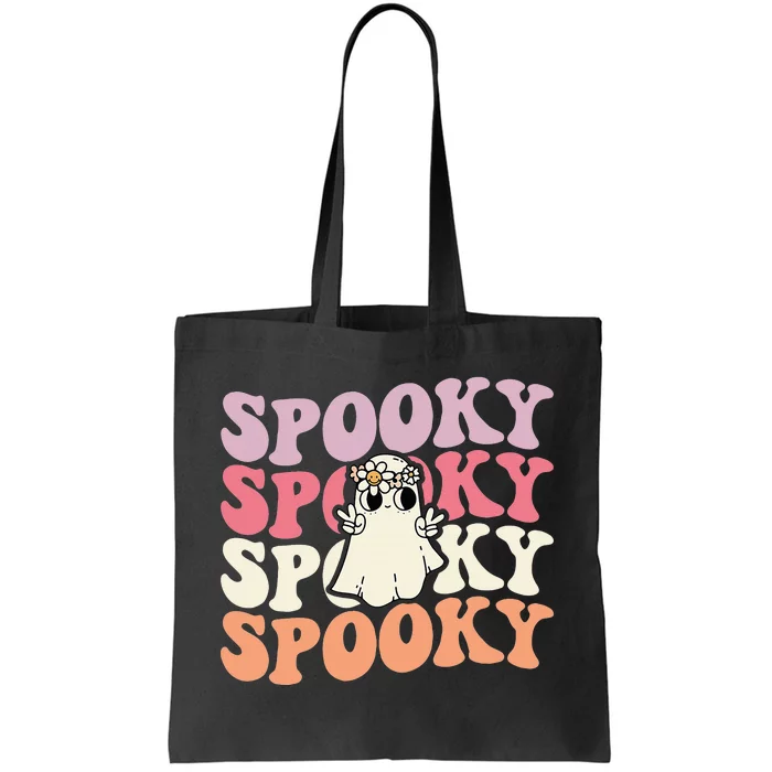 Spooky Retro Groovy Floral Ghost Halloween Costume Tote Bag