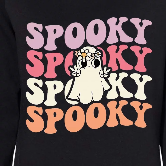 Spooky Retro Groovy Floral Ghost Halloween Costume Womens California Wash Sweatshirt