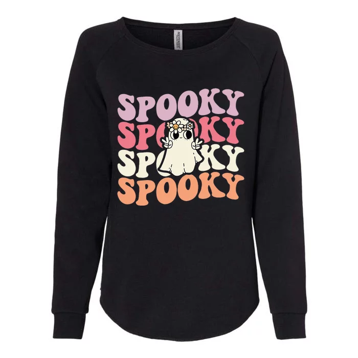 Spooky Retro Groovy Floral Ghost Halloween Costume Womens California Wash Sweatshirt