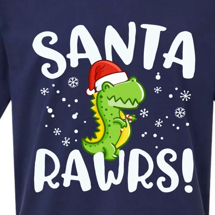 Santa Rawrs Green Dinosaur Cute Reptile Christmas Gift Great Gift Sueded Cloud Jersey T-Shirt