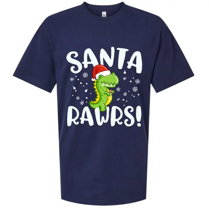 Santa Rawrs Green Dinosaur Cute Reptile Christmas Gift Great Gift Sueded Cloud Jersey T-Shirt