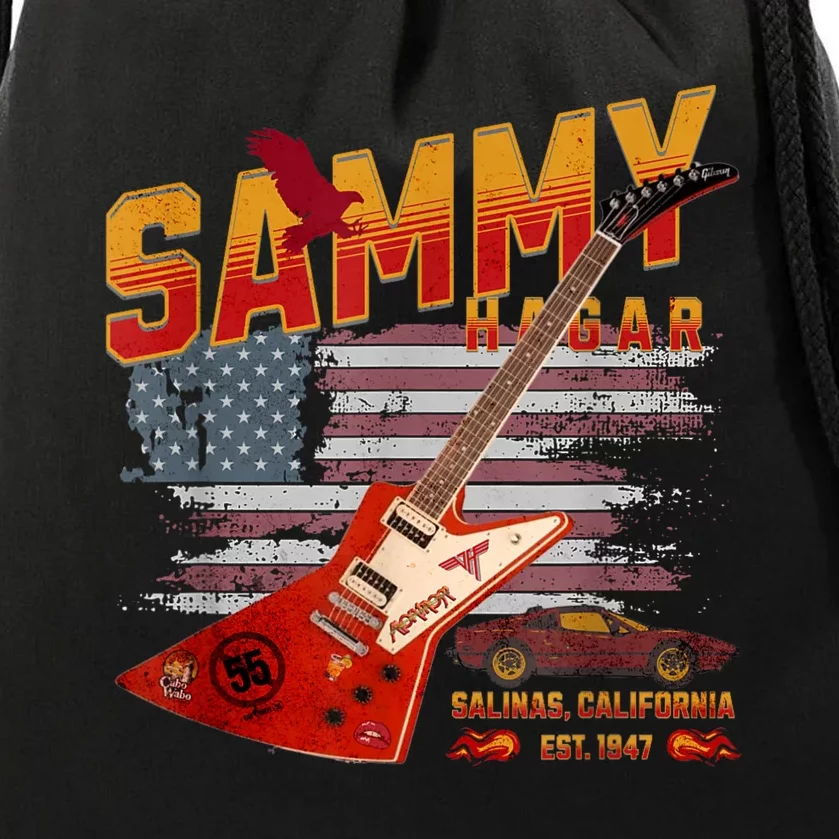 Sammy Red Guitar Rock Front Back Both Worlds Vh Concert Gift Drawstring Bag