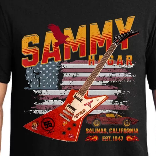 Sammy Red Guitar Rock Front Back Both Worlds Vh Concert Gift Pajama Set