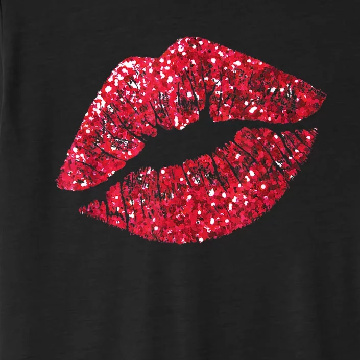 Sexy Red Glitter Lips Kiss Me Love Makeup Lipstick Shirt Tee ChromaSoft Performance T-Shirt