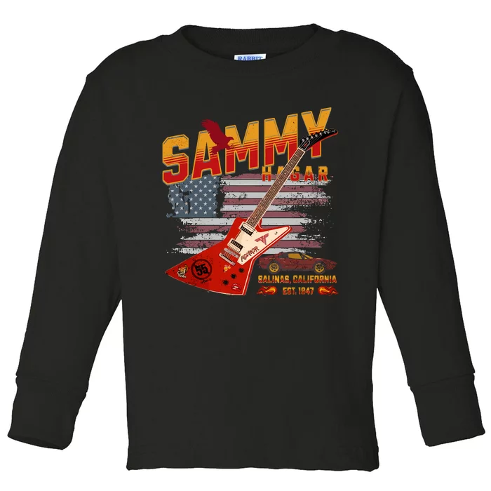 Sammy Red Guitar Rock Front Back Both Worlds Vh Concert Toddler Long Sleeve Shirt