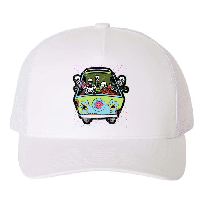 Skeleton Riding Hippie Van Halloween Costume Retro Bones Yupoong Adult 5-Panel Trucker Hat