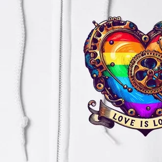 Steampunk Rainbow Heart Love Is Love Full Zip Hoodie