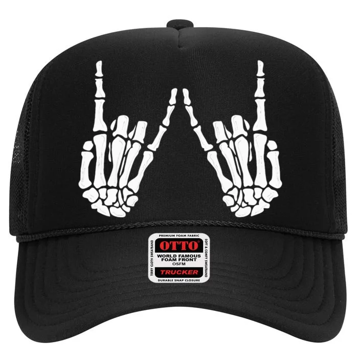 Spooky Rock Hand Gestures for Halloween High Crown Mesh Trucker Hat