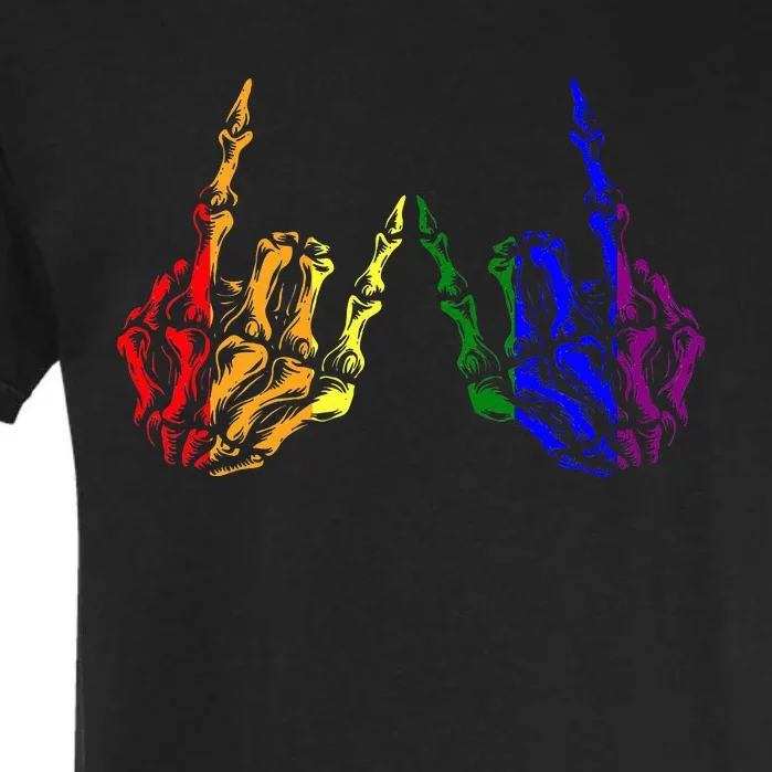 Skeleton Rock Hand Cool Rainbow Flag Pride Ally Garment-Dyed Heavyweight T-Shirt