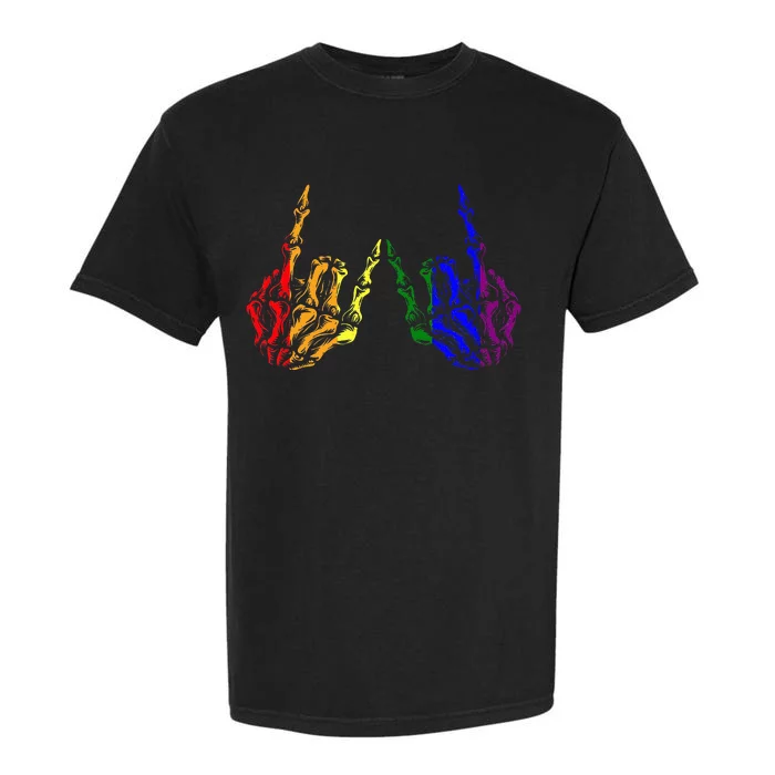 Skeleton Rock Hand Cool Rainbow Flag Pride Ally Garment-Dyed Heavyweight T-Shirt