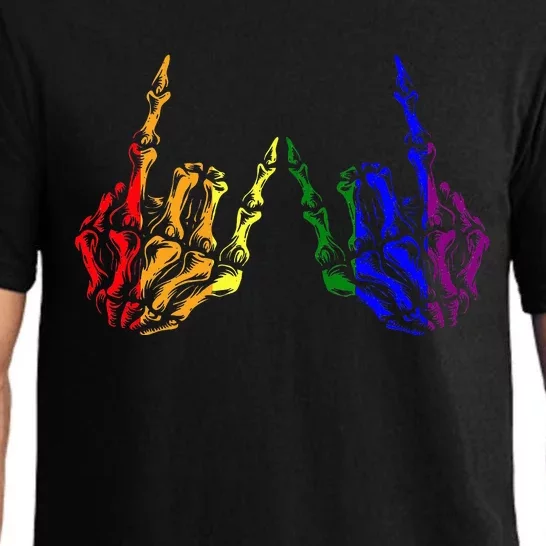 Skeleton Rock Hand Cool Rainbow Flag Pride Ally Pajama Set