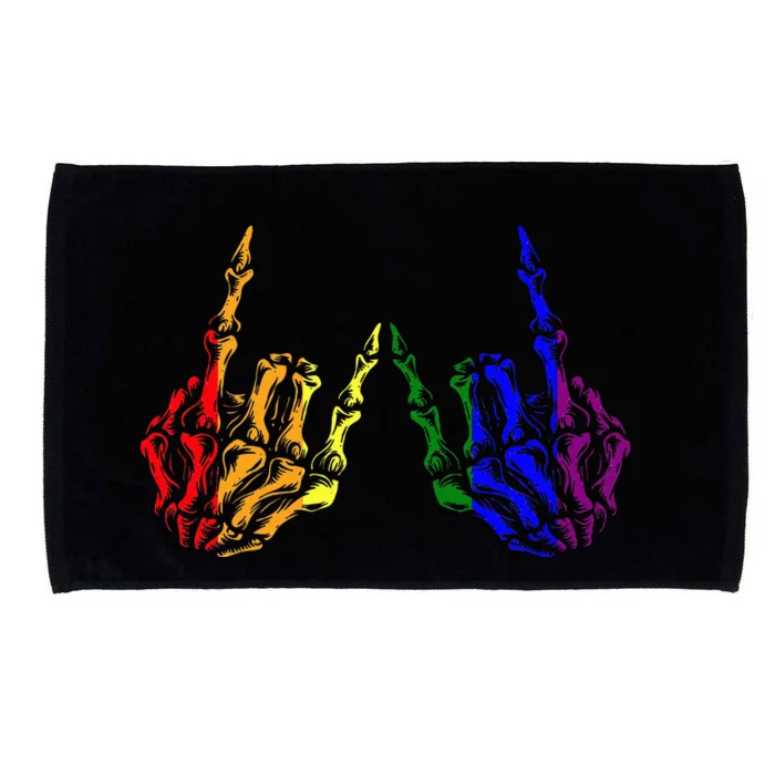 Skeleton Rock Hand Cool Rainbow Flag Pride Ally Microfiber Hand Towel