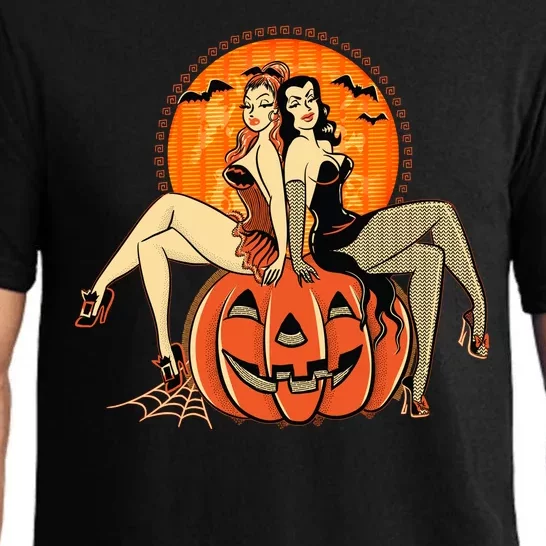 Sexy Retro Halloween Pinup Girls Pajama Set