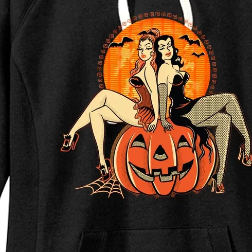 Sexy Retro Halloween Pinup Girls Women's Fleece Hoodie