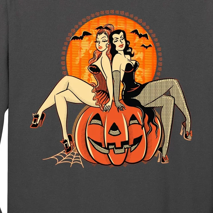 Sexy Retro Halloween Pinup Girls Tall Long Sleeve T-Shirt