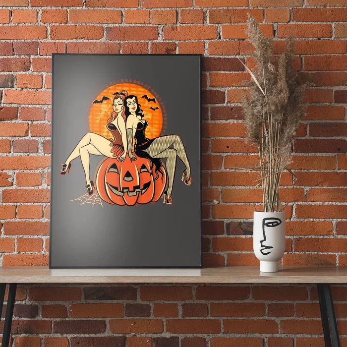 Sexy Retro Halloween Pinup Girls Poster