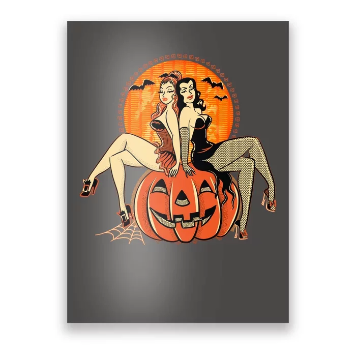 Sexy Retro Halloween Pinup Girls Poster