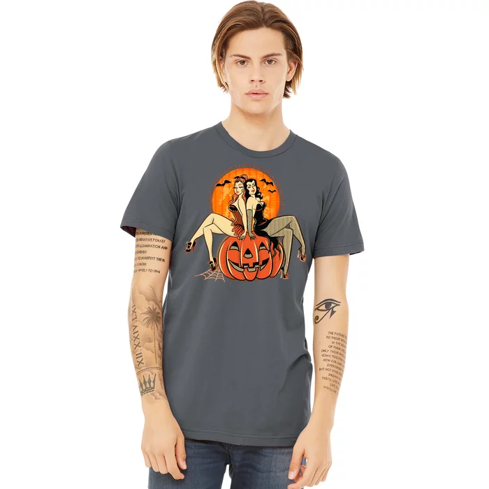 Sexy Retro Halloween Pinup Girls Premium T-Shirt