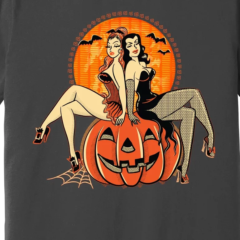 Sexy Retro Halloween Pinup Girls Premium T-Shirt