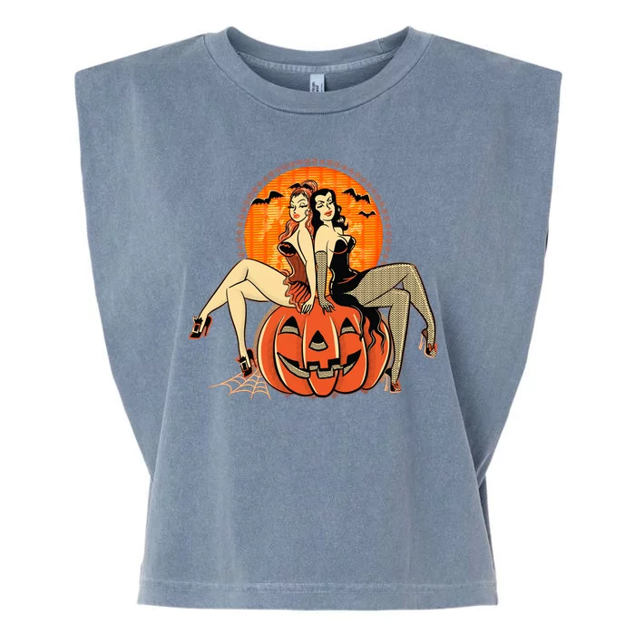 Sexy Retro Halloween Pinup Girls Garment-Dyed Women's Muscle Tee