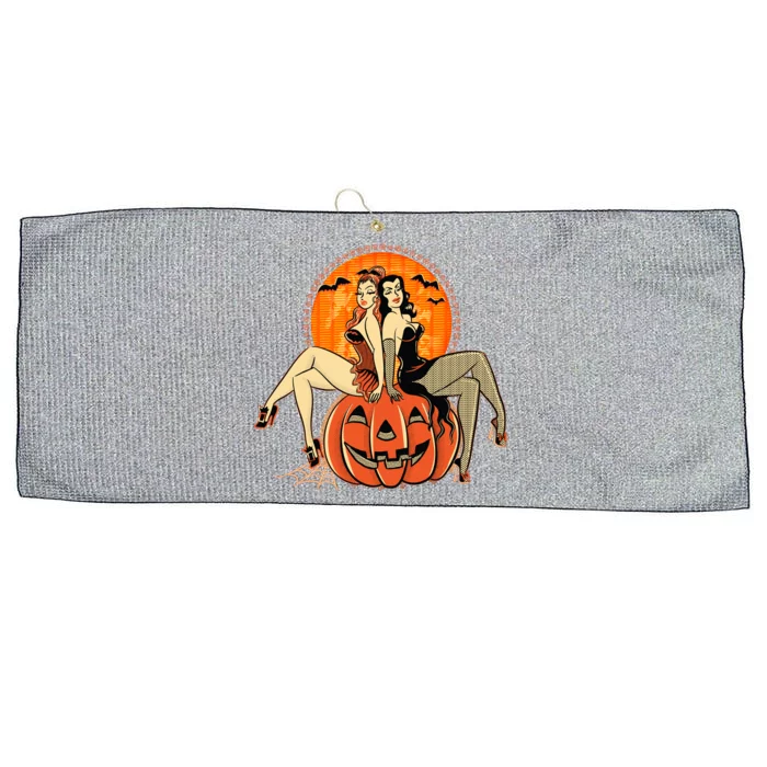 Sexy Retro Halloween Pinup Girls Large Microfiber Waffle Golf Towel