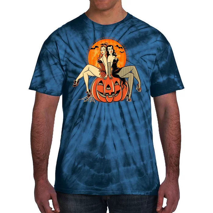 Sexy Retro Halloween Pinup Girls Tie-Dye T-Shirt