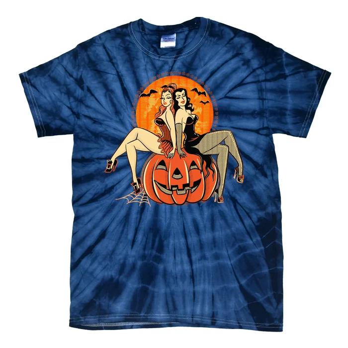 Sexy Retro Halloween Pinup Girls Tie-Dye T-Shirt