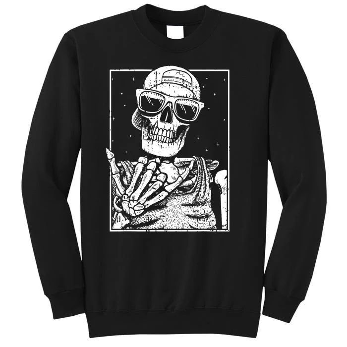 Skeleton Rock Hand Halloween Costume Cool Rock Music Rocker Tall Sweatshirt