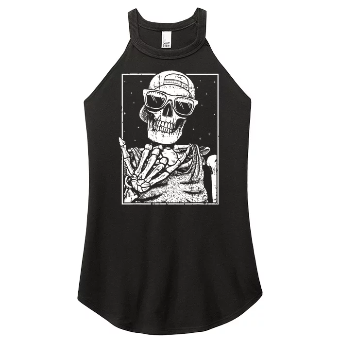 Skeleton Rock Hand Halloween Costume Cool Rock Music Rocker Women’s Perfect Tri Rocker Tank