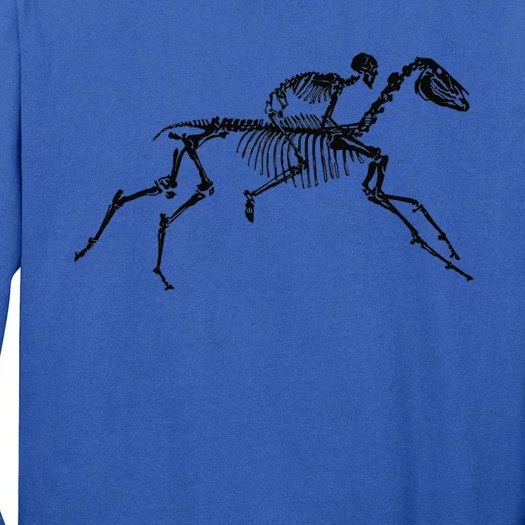 Skeleton Riding Horse Halloween Costume Gift Idea Tall Long Sleeve T-Shirt