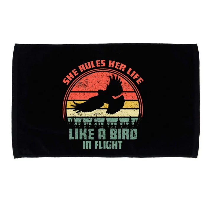 She Rules Her Life Like A Bird In Flight Retro Bird Microfiber Hand Towel