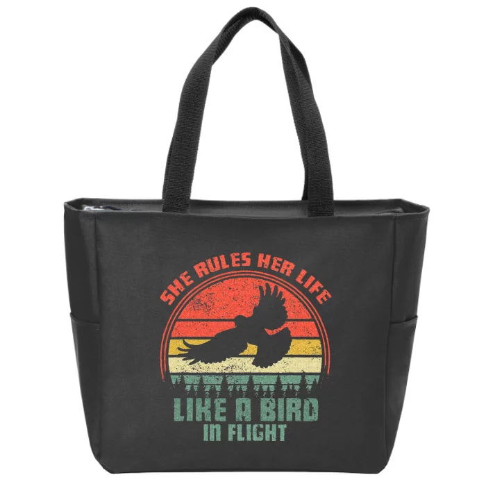 She Rules Her Life Like A Bird In Flight Retro Bird Zip Tote Bag