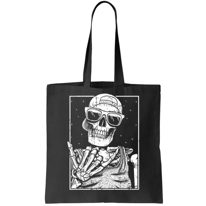 Skeleton Rock Hand Halloween Costume Cool Rock Music Rocker Tote Bag