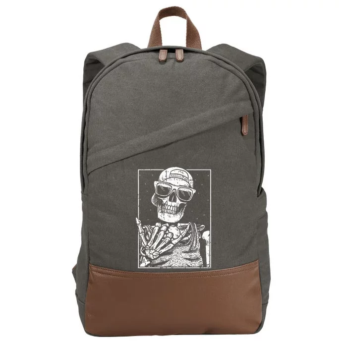 Skeleton Rock Hand Halloween Costume Cool Rock Music Rocker Cotton Canvas Backpack